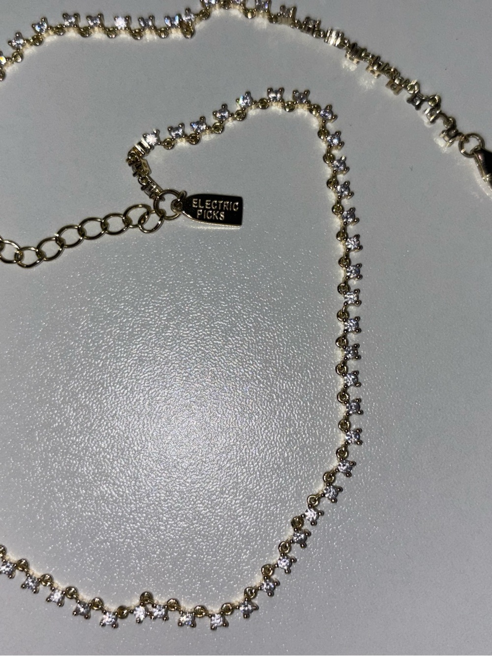 Electric Picks Gold Crystal Station Necklace - Sparkling Clear Stones